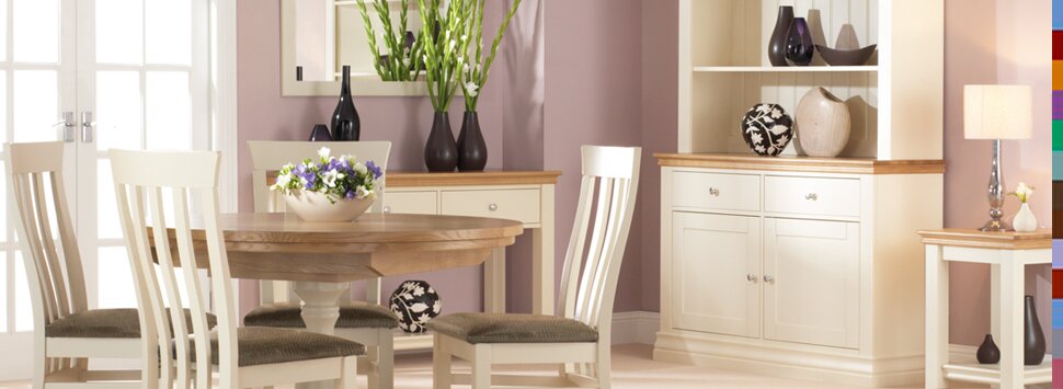 Corndell Annecy white painted dining room furniture in Buttermilk
